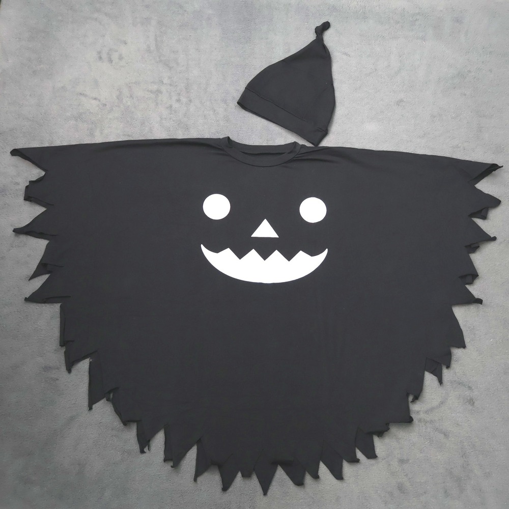 Unbranded Halloween Poncho Kids 4-5T Black Excellent Glow Jack-O-Lantern Set
